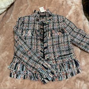 NWT Halogen Tweed Blazer w/ Fringe